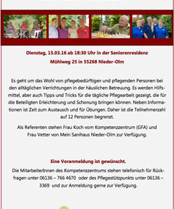 Kostenfreier Informationsabend „Heben, Lagern, Hilfsmittel“ Kostenfreier Informationsabend „Heben, Lagern, Hilfsmittel“